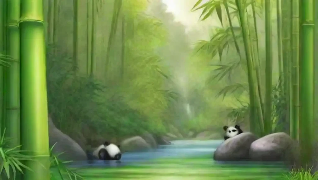 Un sereno bosque de bambú con pandas