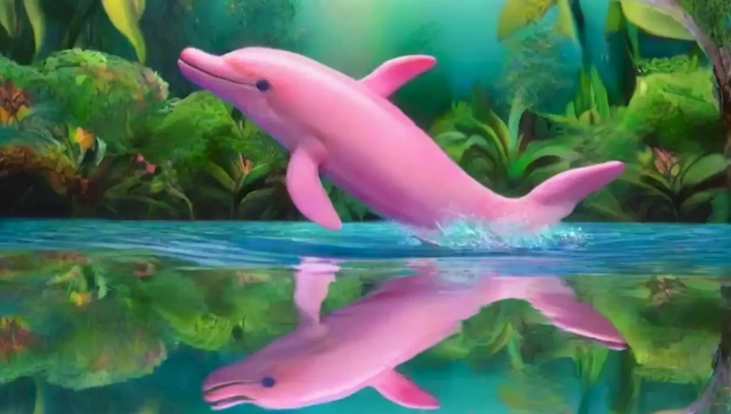 Un mundo onírico de delfines rosados y vibrante selva amazónica.