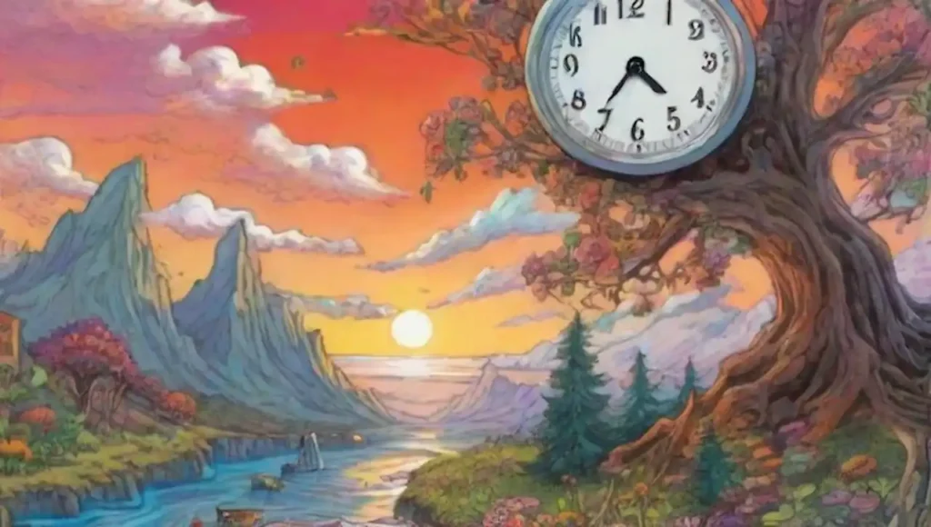 Un paisaje surrealista con relojes derretidos