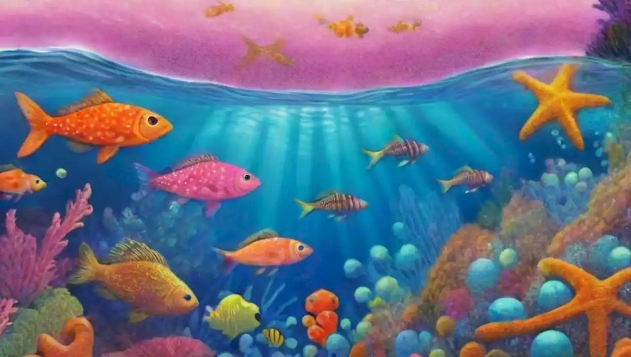 Un paisaje submarino vibrante y armonioso lleno de vida marina colorida.