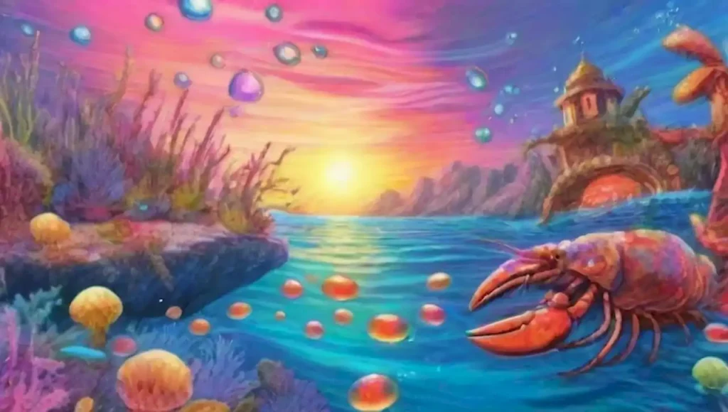 Un paisaje submarino surrealista con coloridos corales
