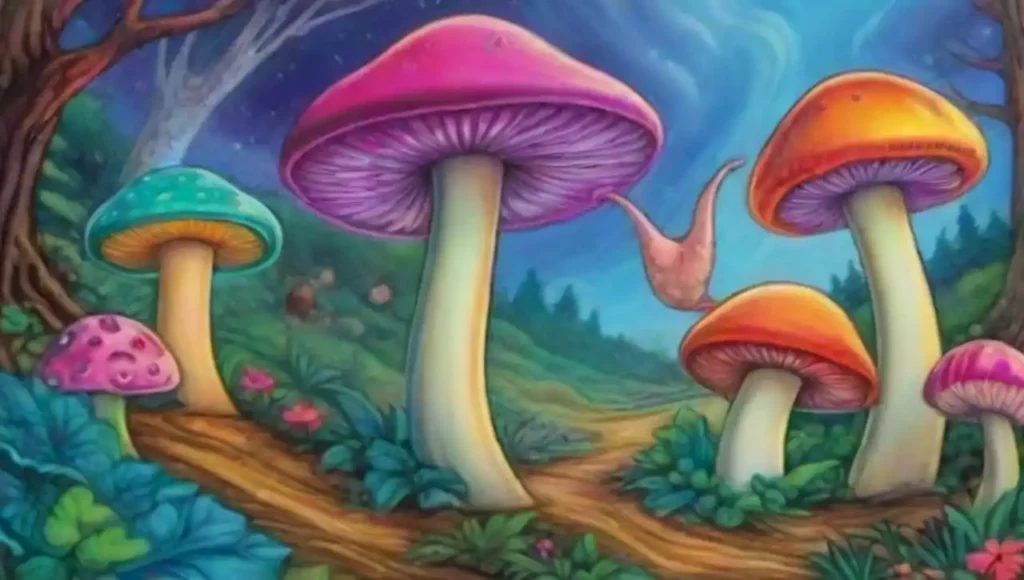 Un bosque de sueños lleno de babosas coloridas y paisajes vibrantes.