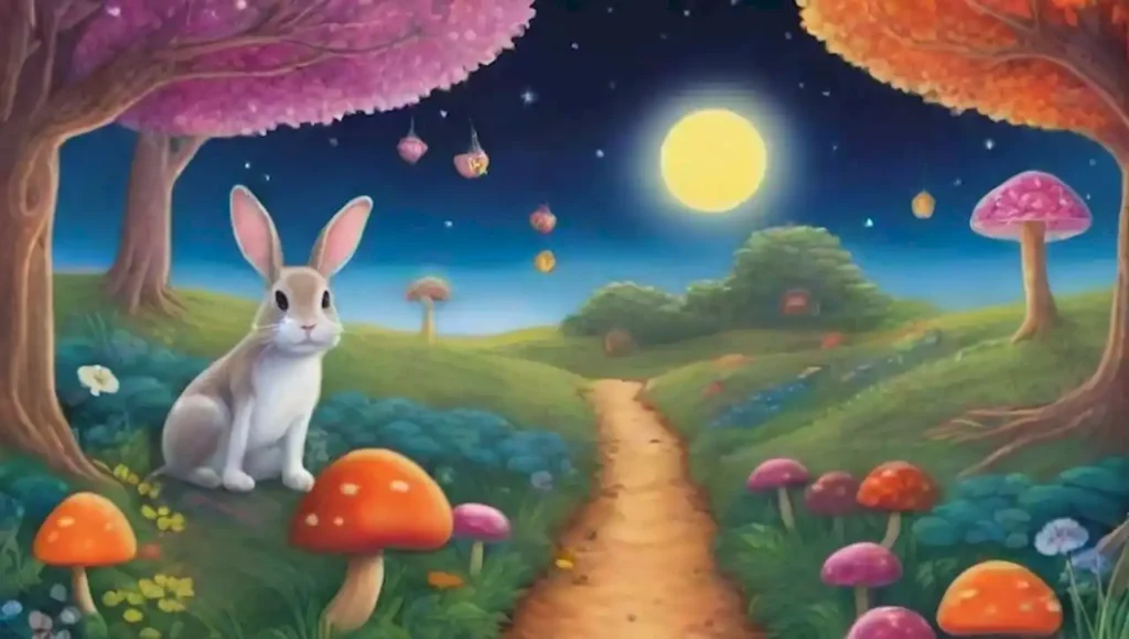 Un mundo surrealista de conejos rodeado de flores